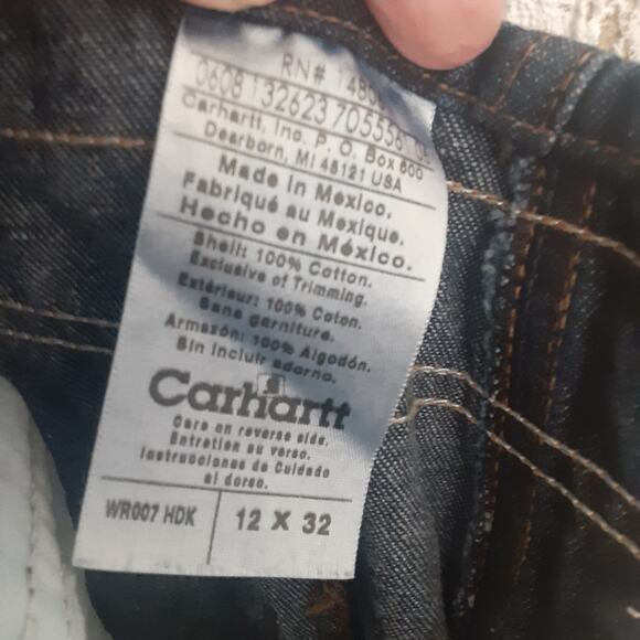 Carharrt Denim Bib Overalls Women sz12/32 Dark Wash - Picture 2 of 11